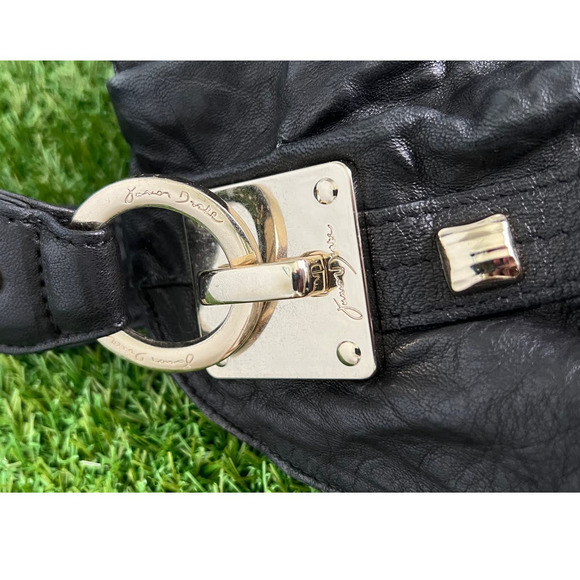 Junior Drake Black Leather Purse with Gold Tone Hardware - Picture 13 of 14